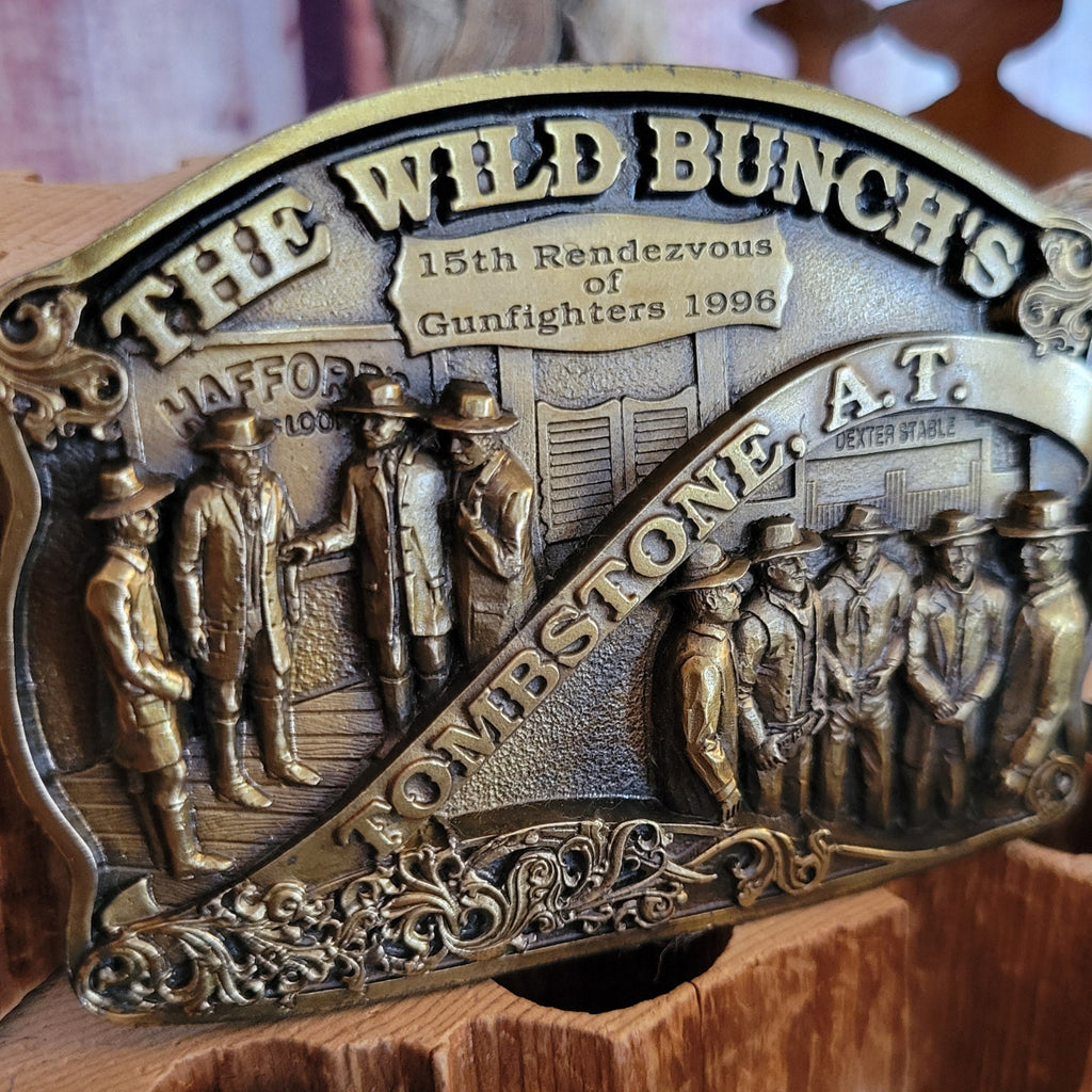 Limited Edited Belt Buckle "The Wild Bunch" by Joe Harvey of Tombstone Products WB101 "The Gathering" Detailed Front View