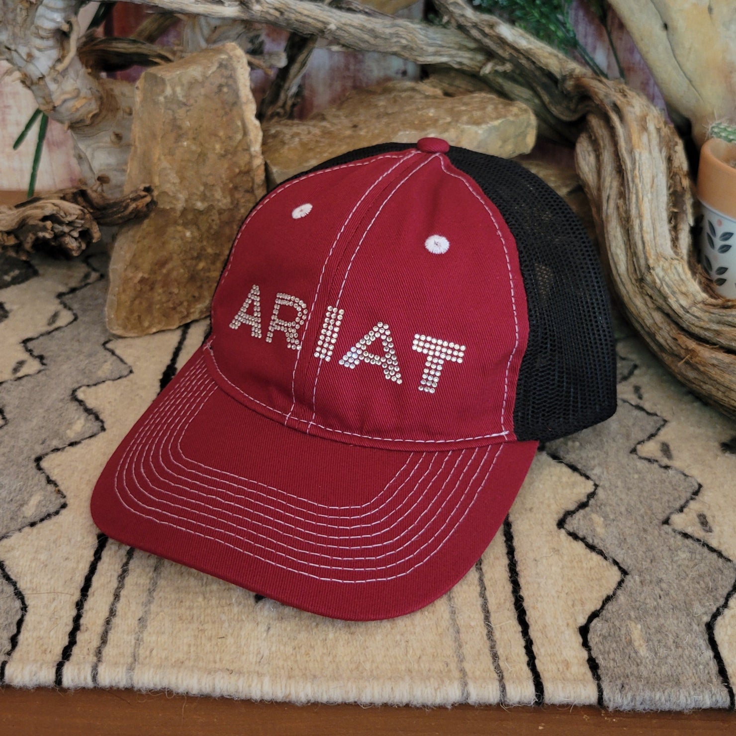 Maroon and Rhinestone Trucker Cap by Ariat A300062009 – The Branding ...