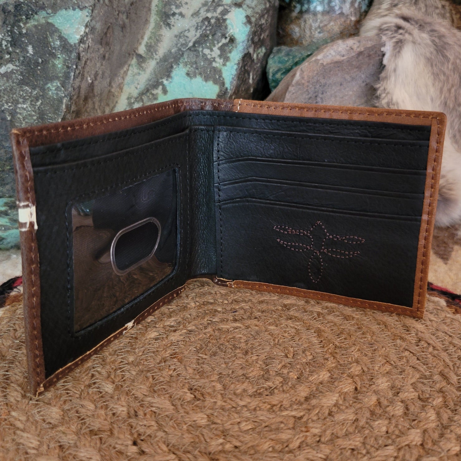 Men's Bifold Wallet Burnished Tan Yoke with Concho by Justin