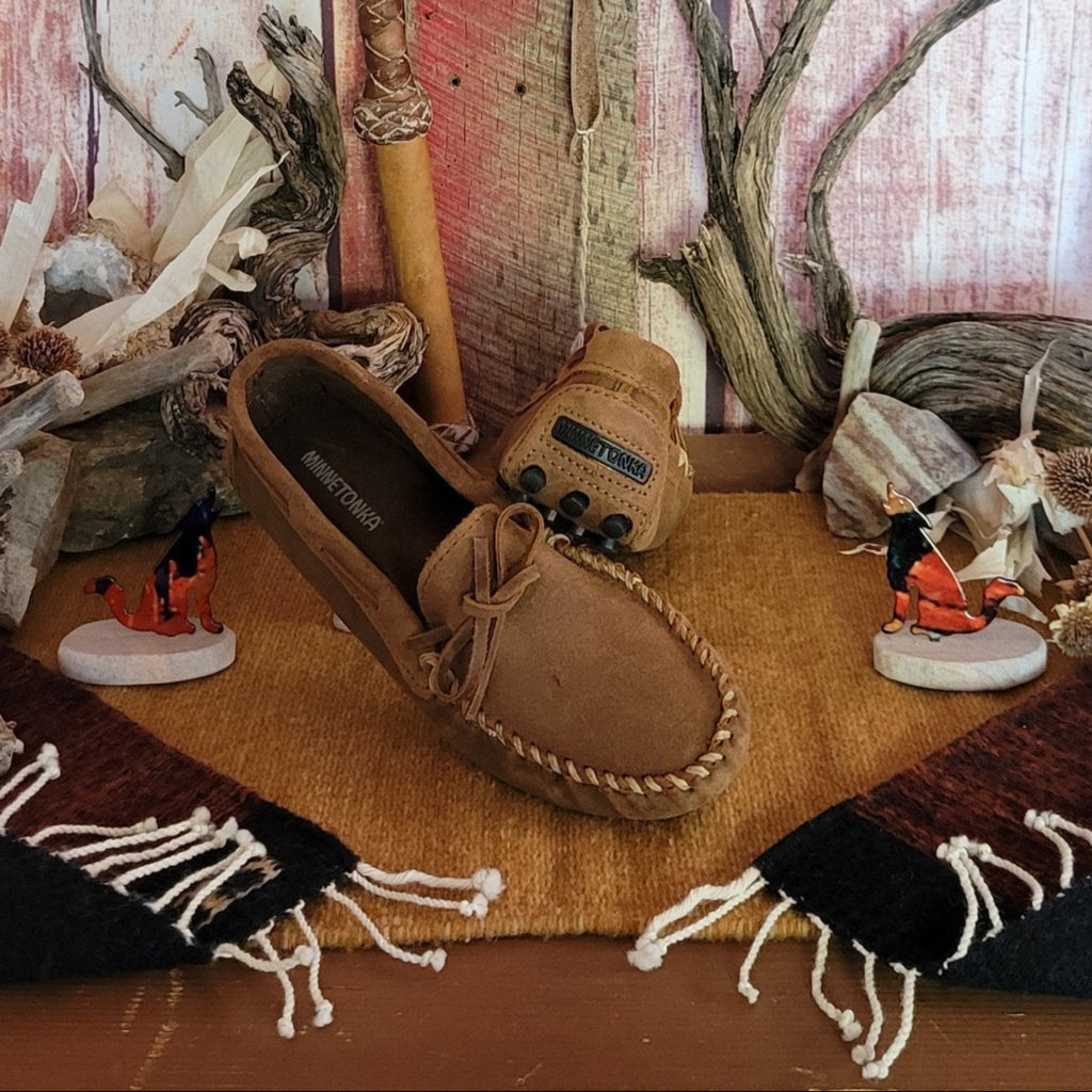 Men's Classic Driver Moccasins by Minnetonka  793/798 Back View Light Brown