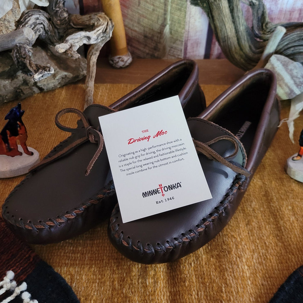Men's Classic Driver Moccasins by Minnetonka  793/798 Detailed Tag View