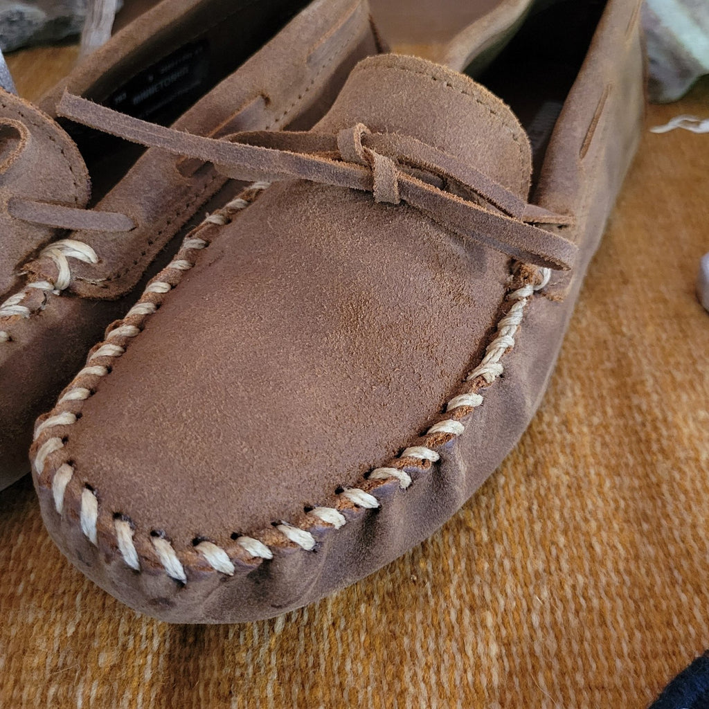 Men's Classic Driver Moccasins by Minnetonka  793/798 Detailed View Light Brown