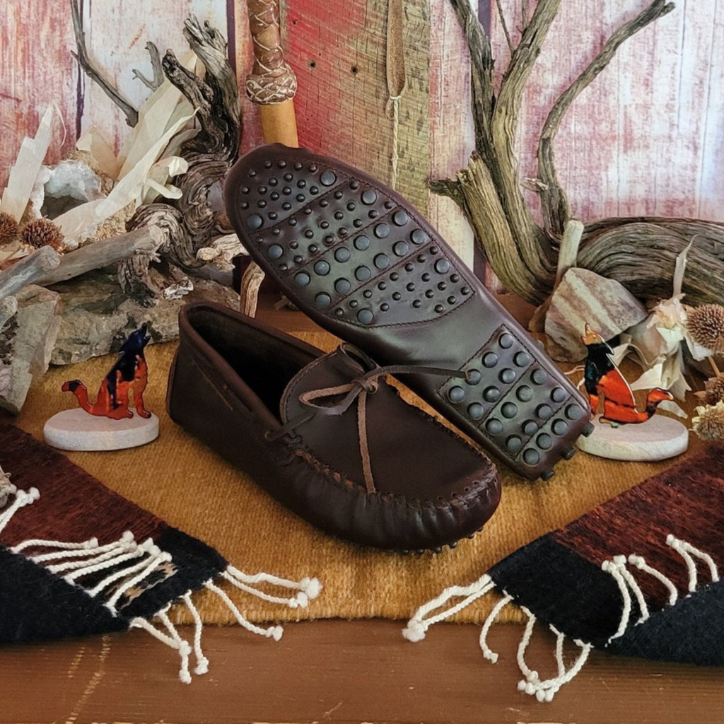 Men's Classic Driver Moccasins by Minnetonka  793/798 Sole View Dark Brown