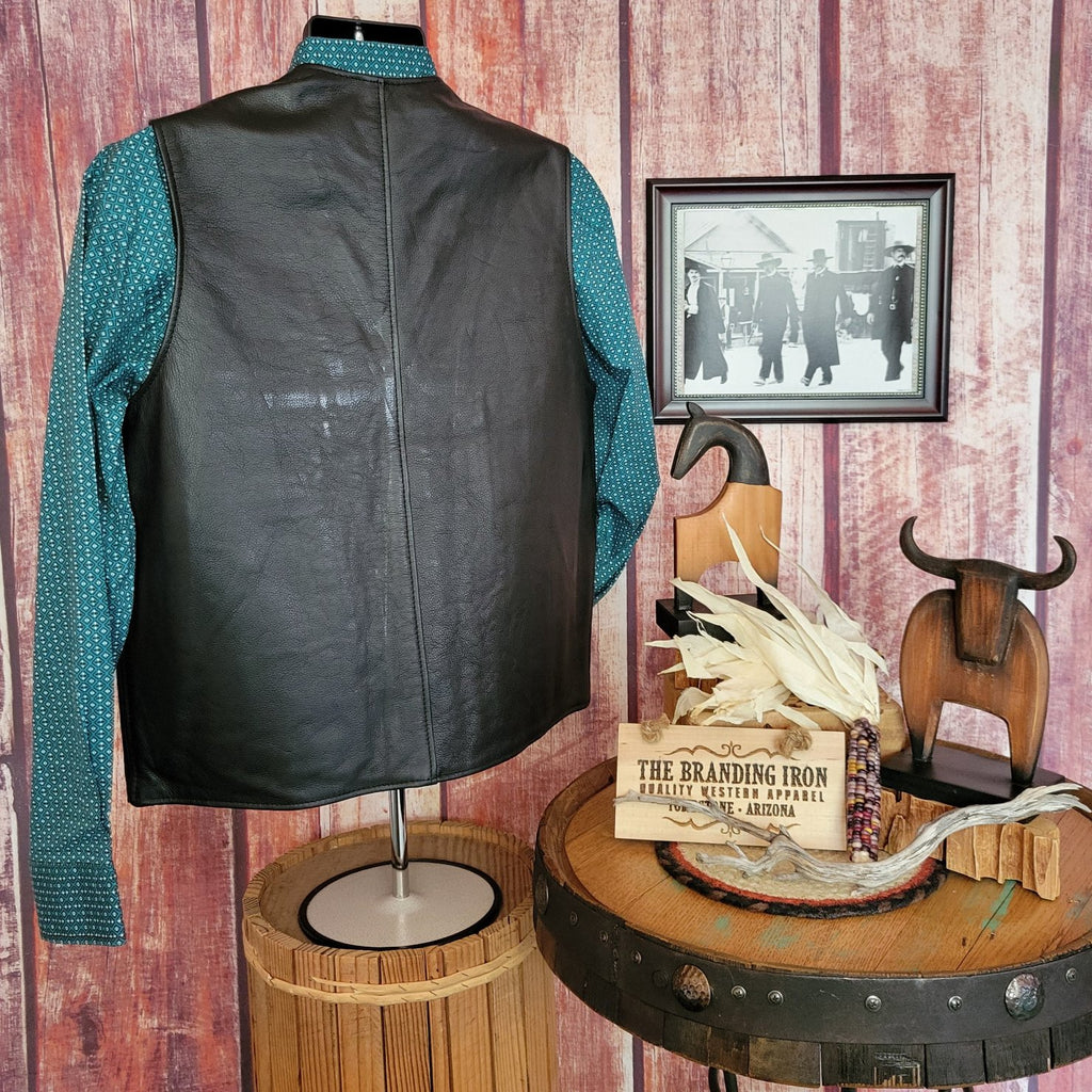 Men’s Conceal Carry Vest the “Drover”  by Wyoming Traders VDB Back View Black