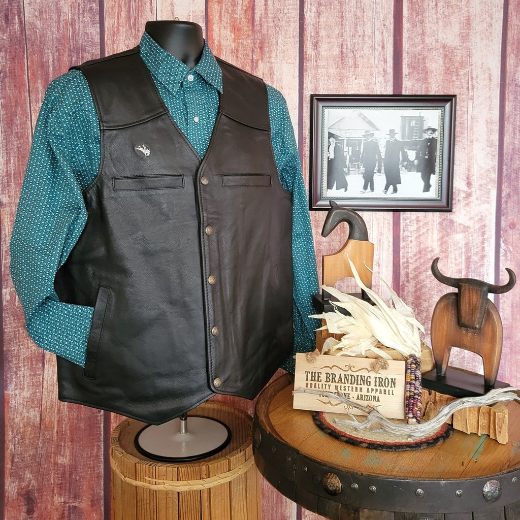 Men’s Conceal Carry Vest the “Drover”  by Wyoming Traders VDB Front Side View Black