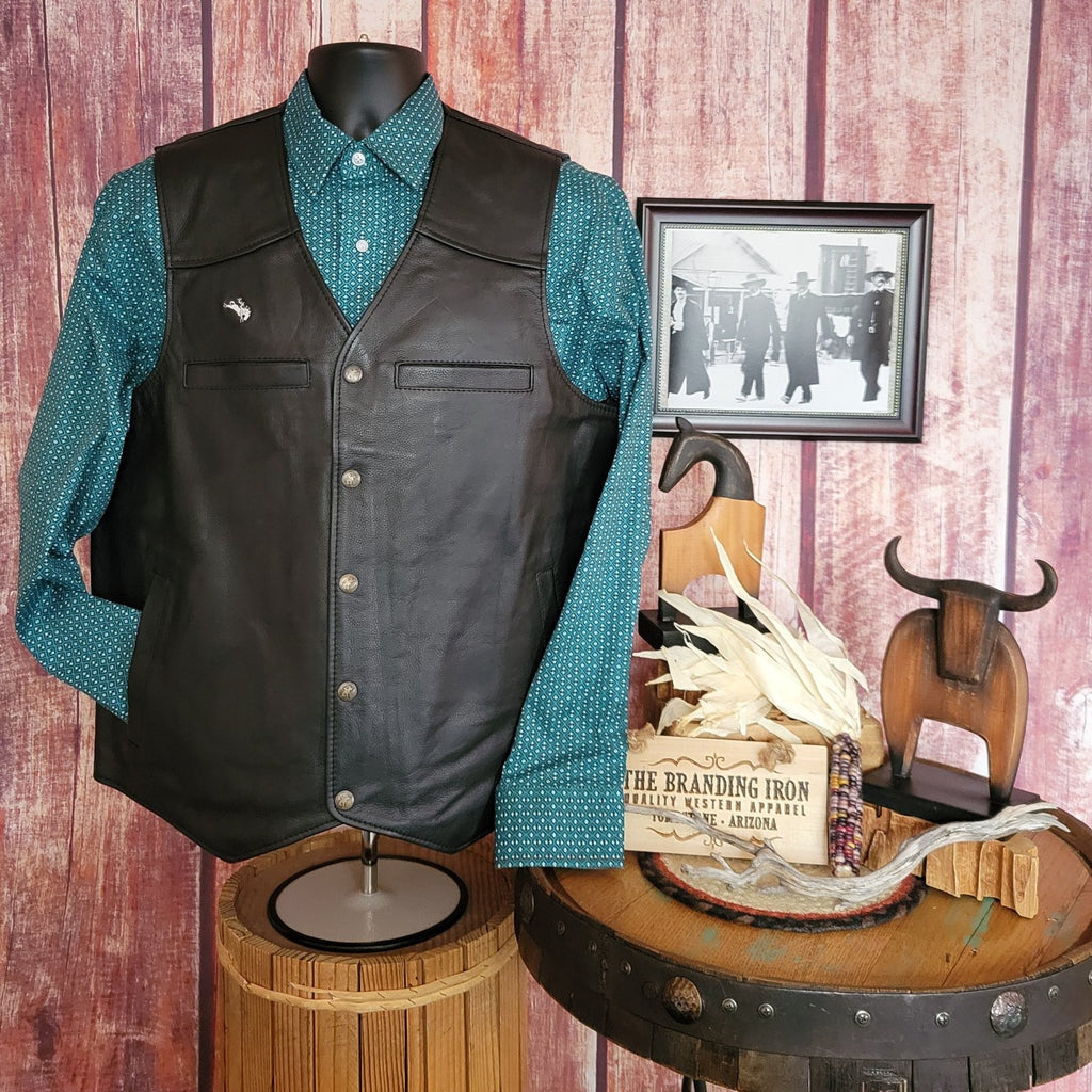 Men’s Conceal Carry Vest the “Drover”  by Wyoming Traders VDB Front View Black