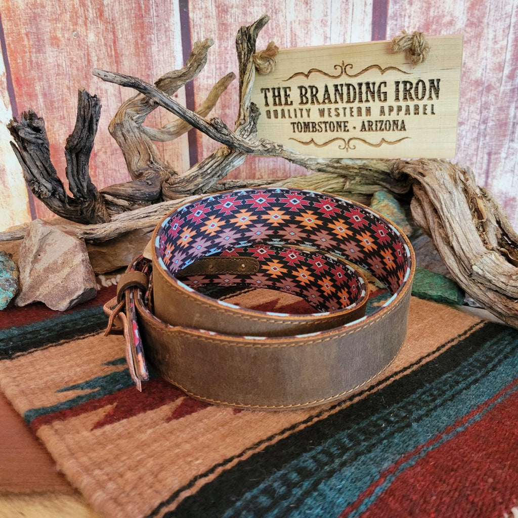 Men's Distressed Leather Belt by Red Dirt Hat Co 22227BE4 Detailed Inside View