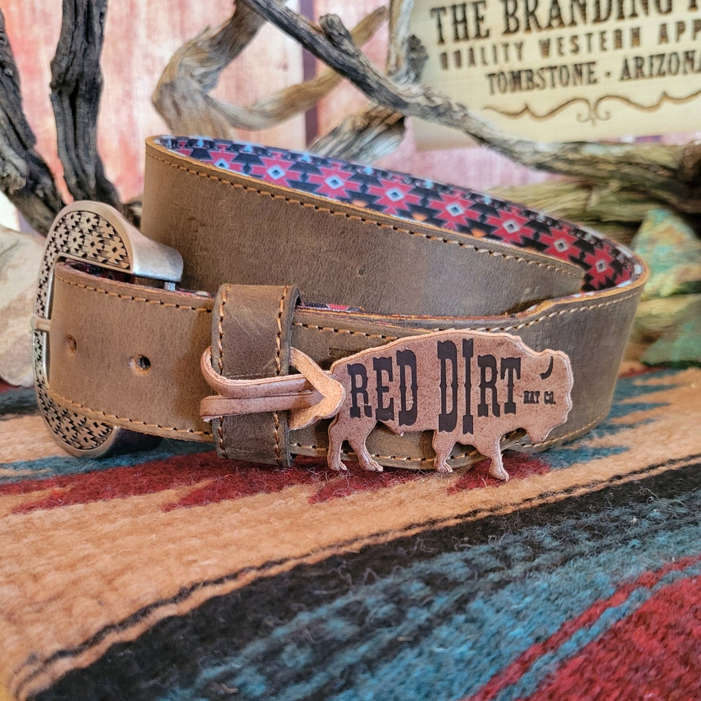 Men's Distressed Leather Belt by Red Dirt Hat Co 22227BE4 Detailed View