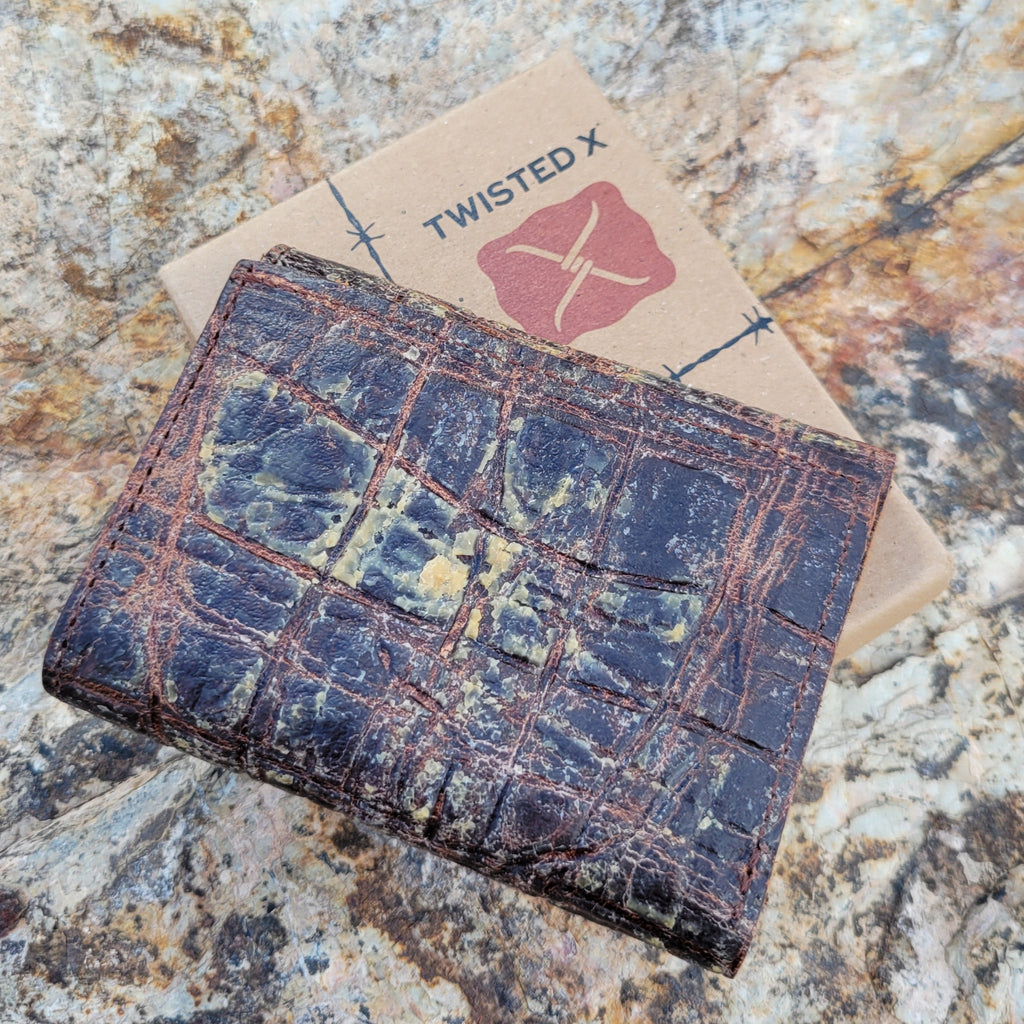 Tri fold leather wallet with elephant print look.