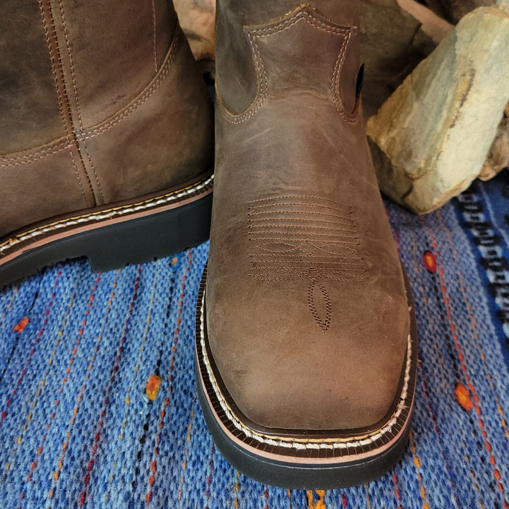 Close-up of the stitching on the toe.