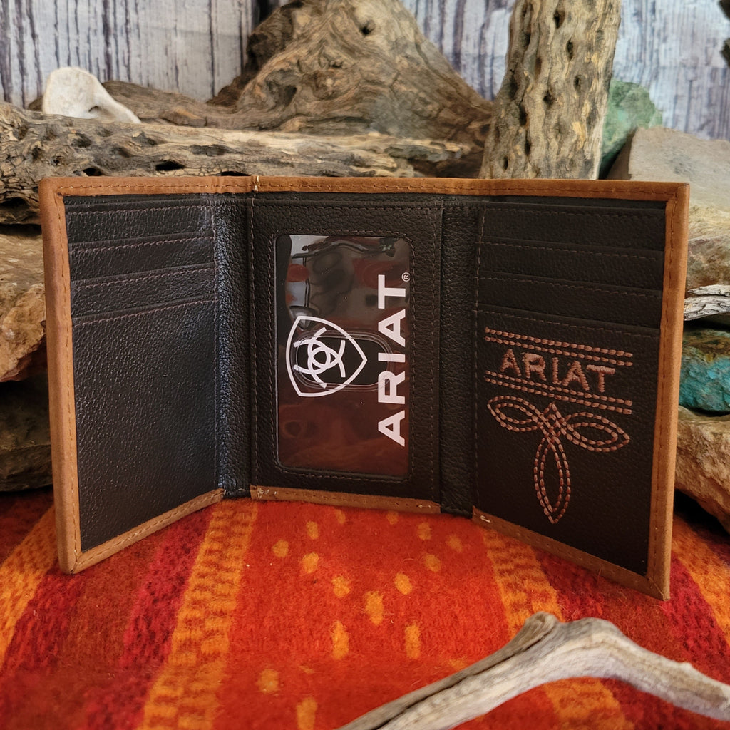 Interior with multiple card slots, an ID window, and leather lining.