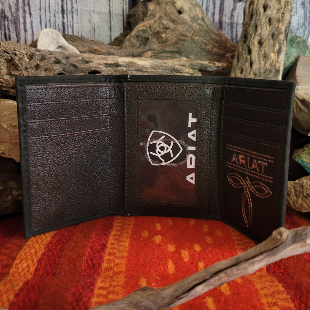 Black wallet with multiple card slots and ID slot.