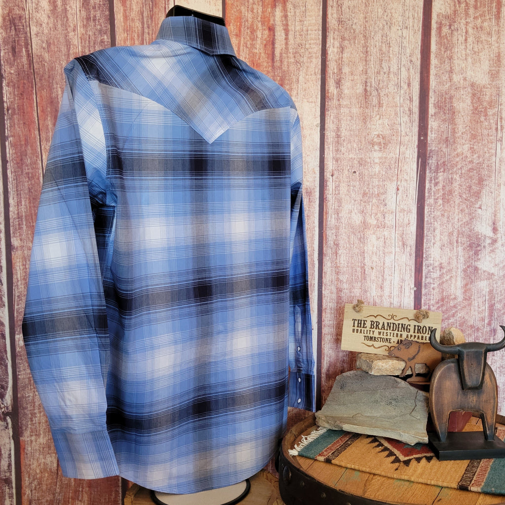 Men's Long Sleeve Plaid Snap Shirt by Rock & Roll  BMN2S05857 Back View