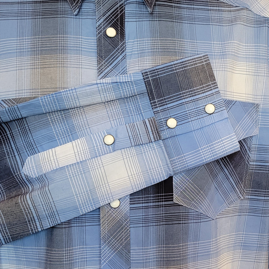 Men's Long Sleeve Plaid Snap Shirt by Rock & Roll  BMN2S05857 Detailed Sleeve View
