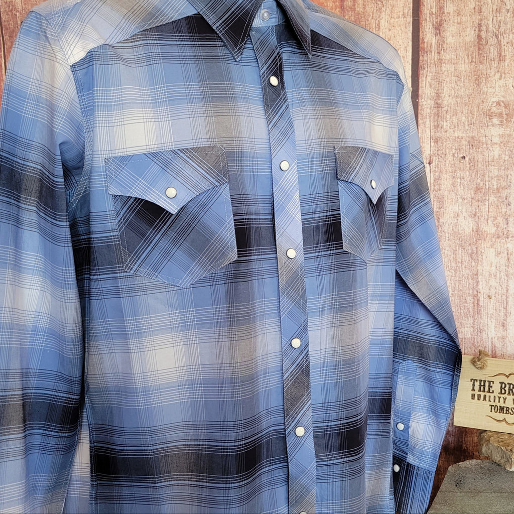 Men's Long Sleeve Plaid Snap Shirt by Rock & Roll  BMN2S05857 Detailed View