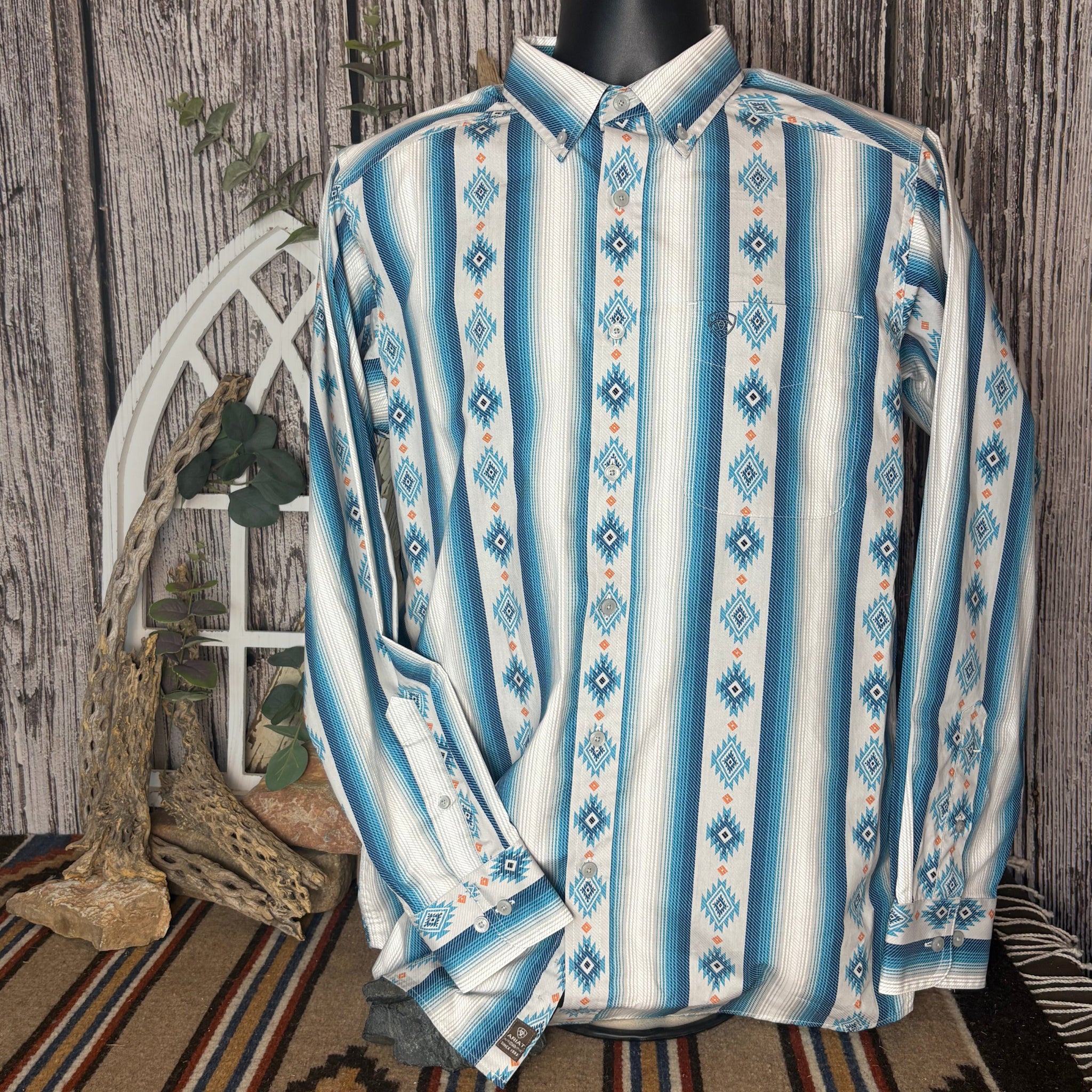 Ariat Men's Powers Grey Multi Serape Striped Classic Fit Shirt 10079602