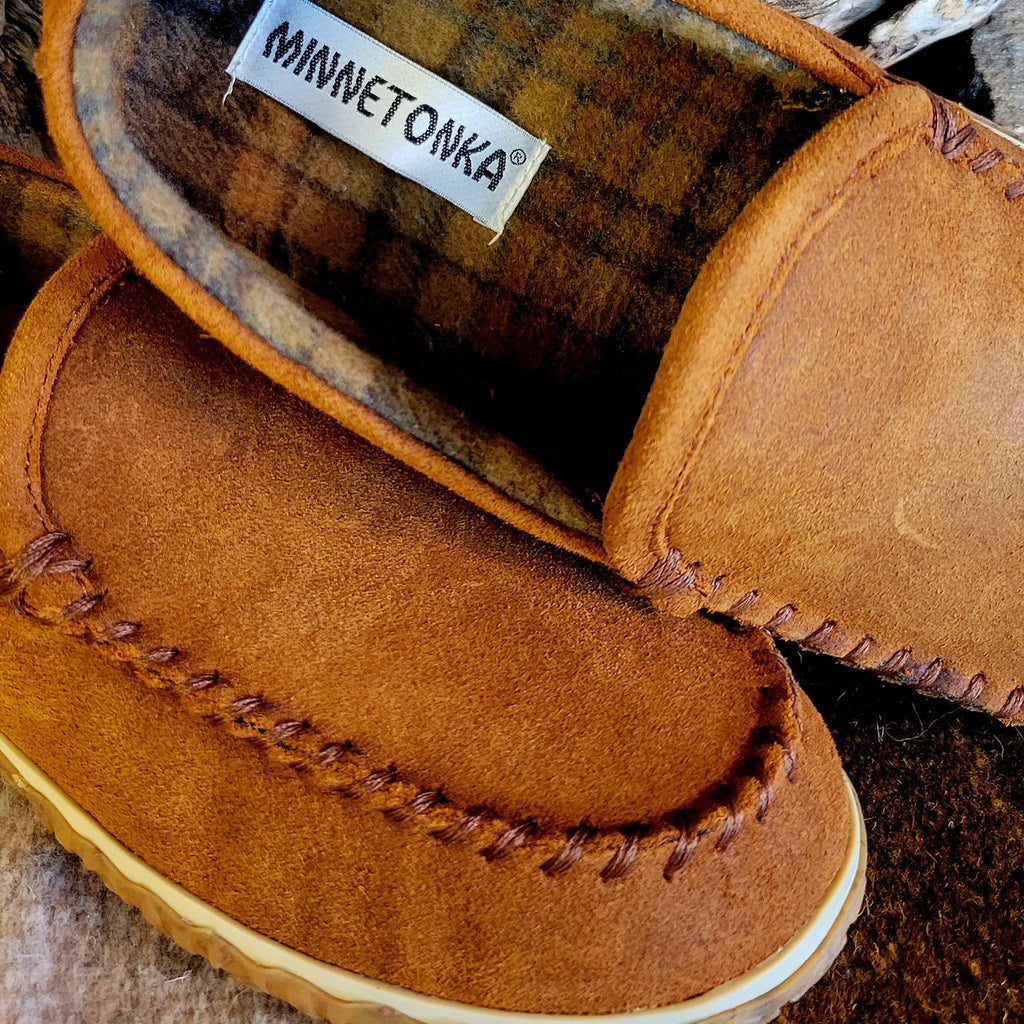 Close-up of the plaid, lined interior.