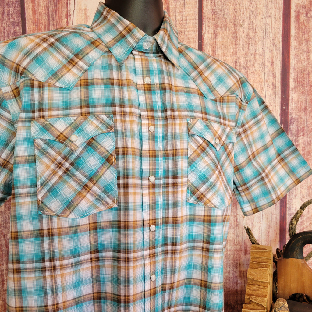 Men's Short Sleeve Snap Shirt by Rock & Roll Denim   RMN3S06540 Detailed View
