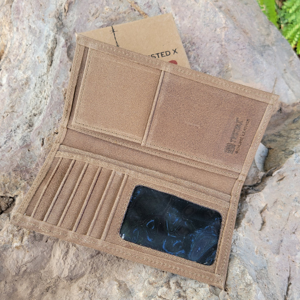 Suede leather interior with multiple card slots and ID slot.