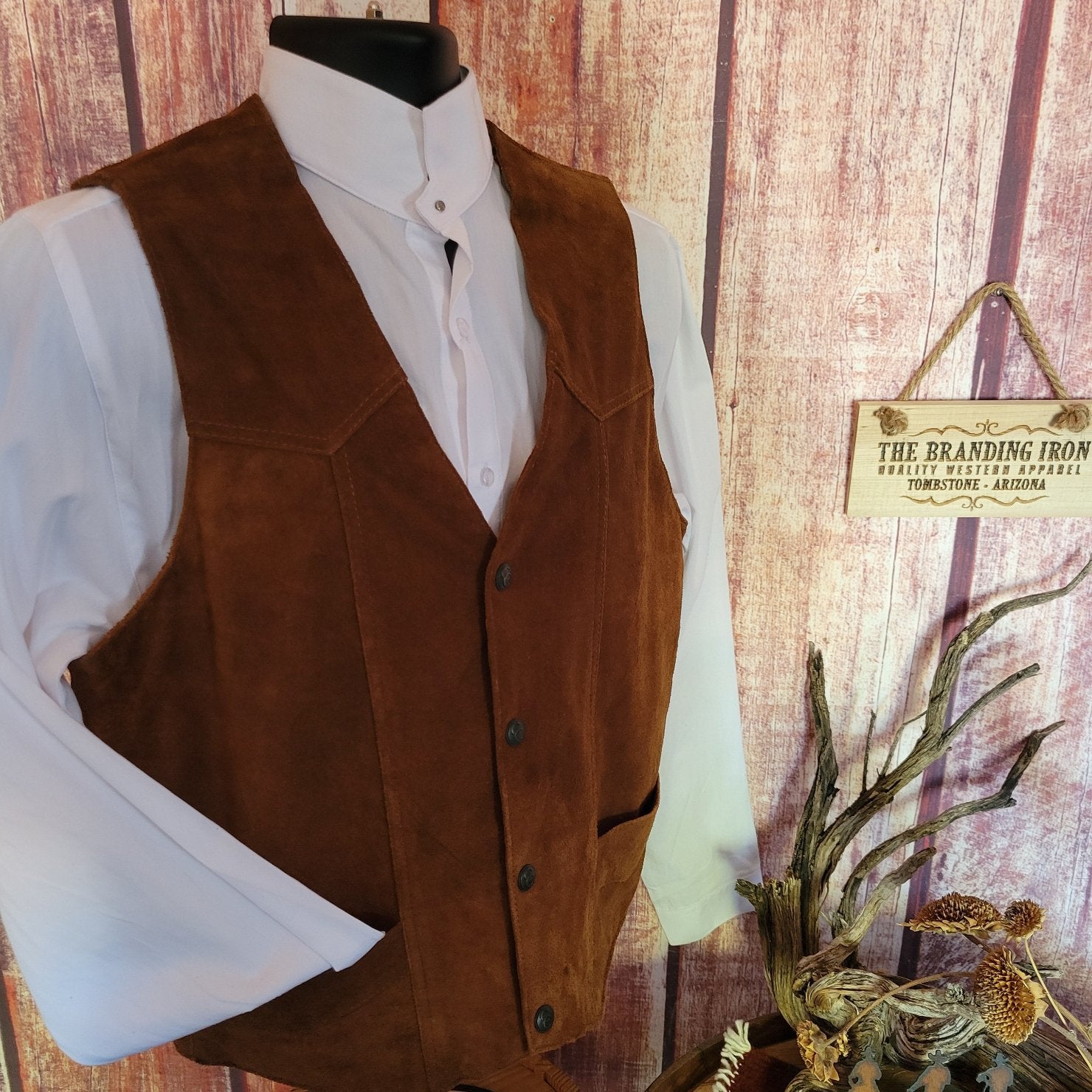 Men's Suede Leather Vest by Cripple Creek ML30 61 – The Branding