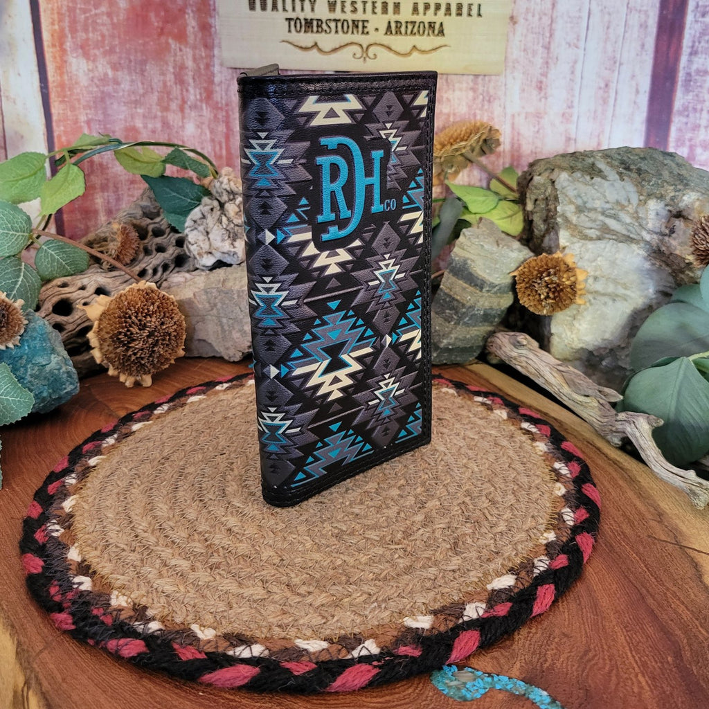Men's Turquoise Black With Rodeo Wallet by Red Dirt Hat Co 24068876W4 Front View..
