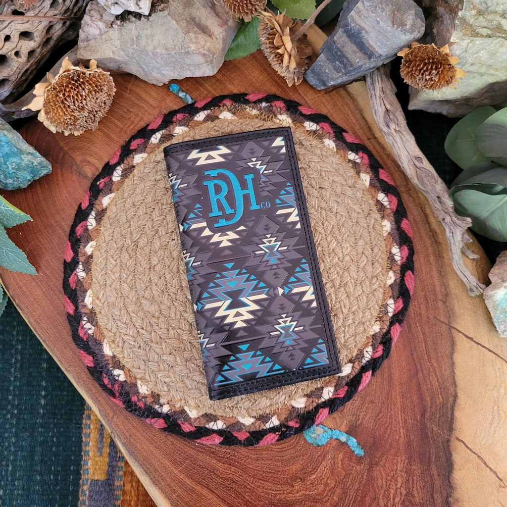 Men's Turquoise Black With Rodeo Wallet by Red Dirt Hat Co 24068876W4 Front View