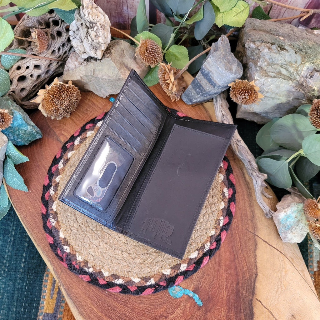 Men's Turquoise Black With Rodeo Wallet by Red Dirt Hat Co 24068876W4 Open View