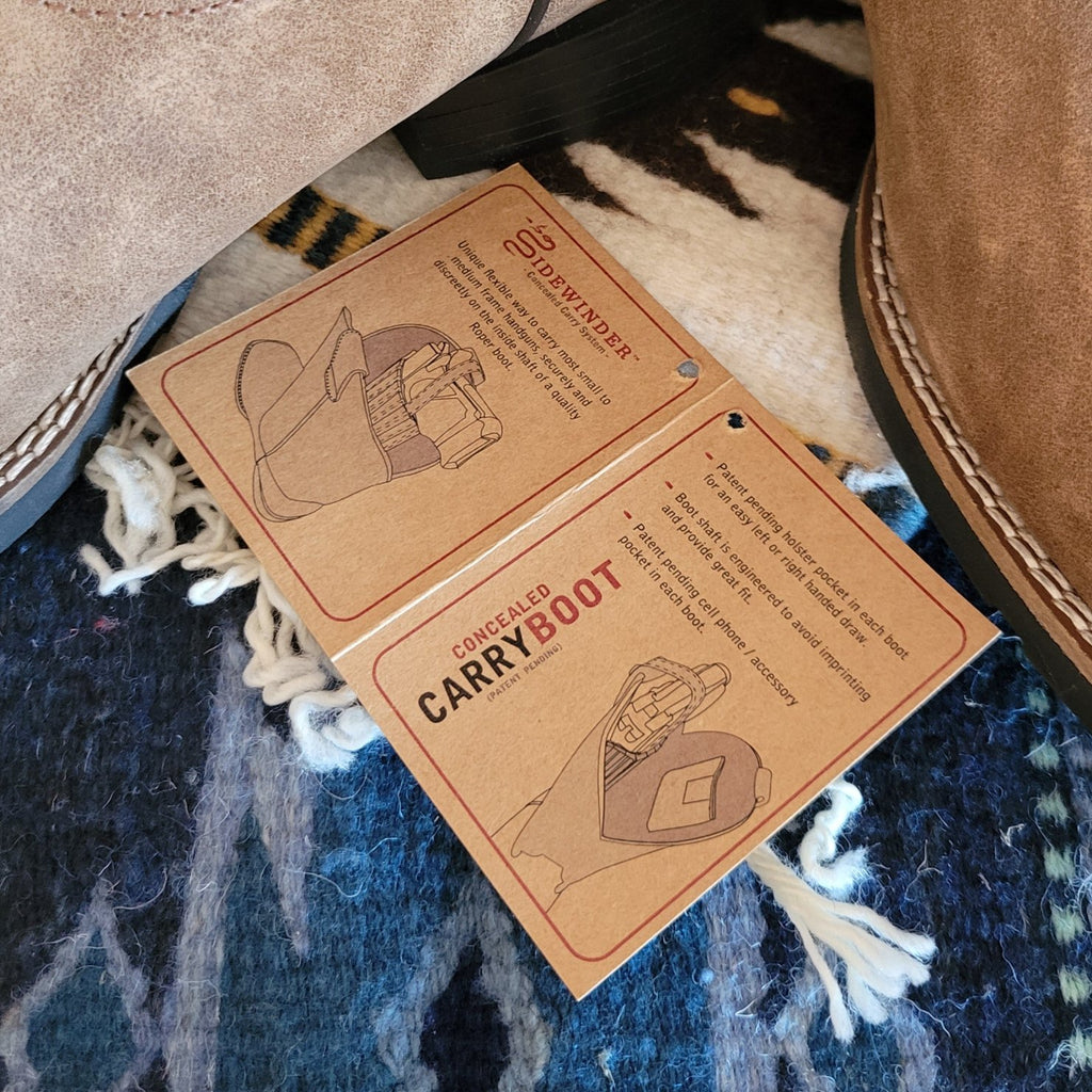 Mens Conceal Carry Boot "Trigger" by Roper  09-020-0906-3522 Concealed Carry Tag View