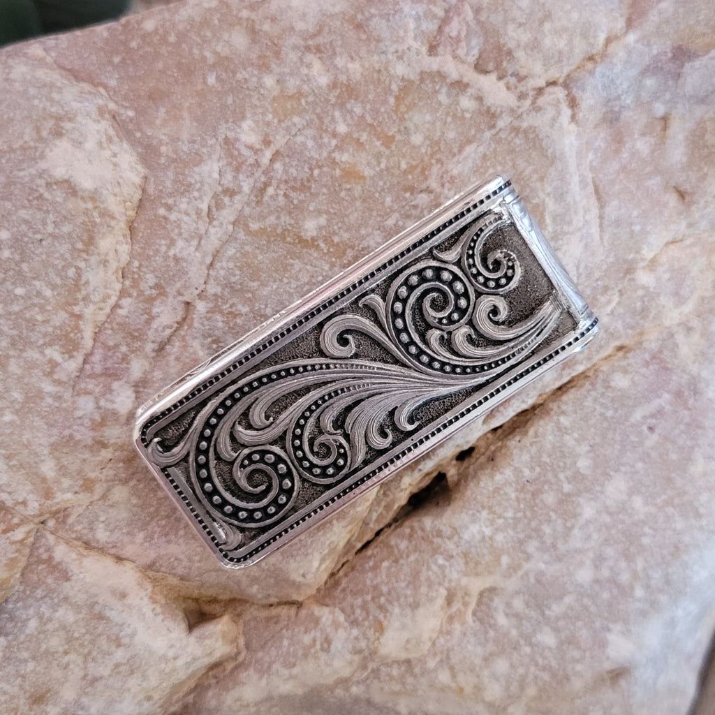 Money Clip Beaded Scroll by Montana Silversmiths MCL16RTS Back View 2