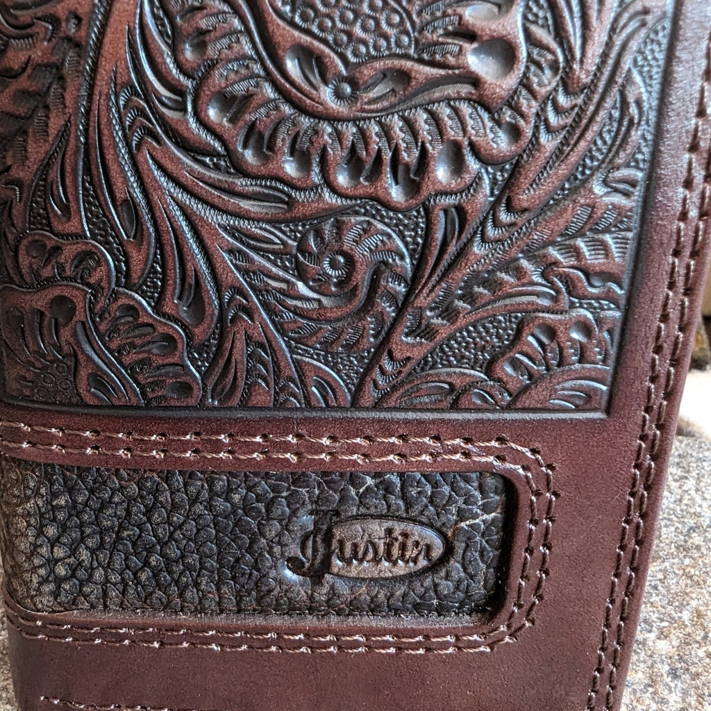 Tri-Fold Wallet "Tooled" by Justin   2005765W4 detail view