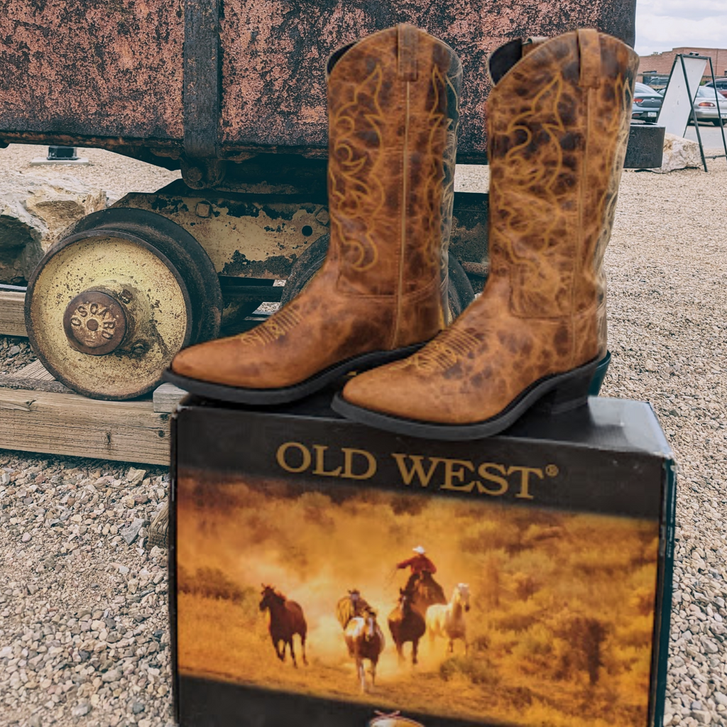 Leather Boots by Old West   TBM3014 front view