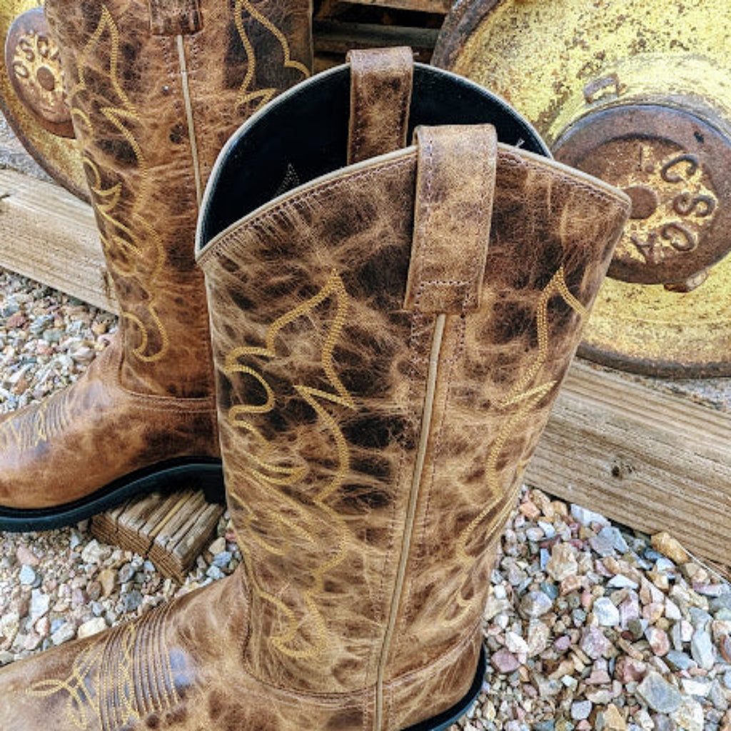 Leather Boots by Old West   TBM3014 shaft view