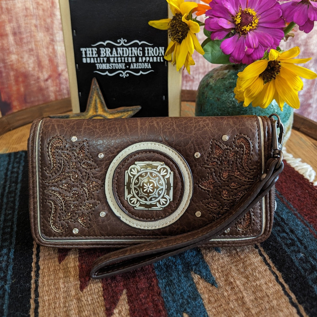 Women’s Concho Wallet with Glitter Inlay by Justin   23126215W front view