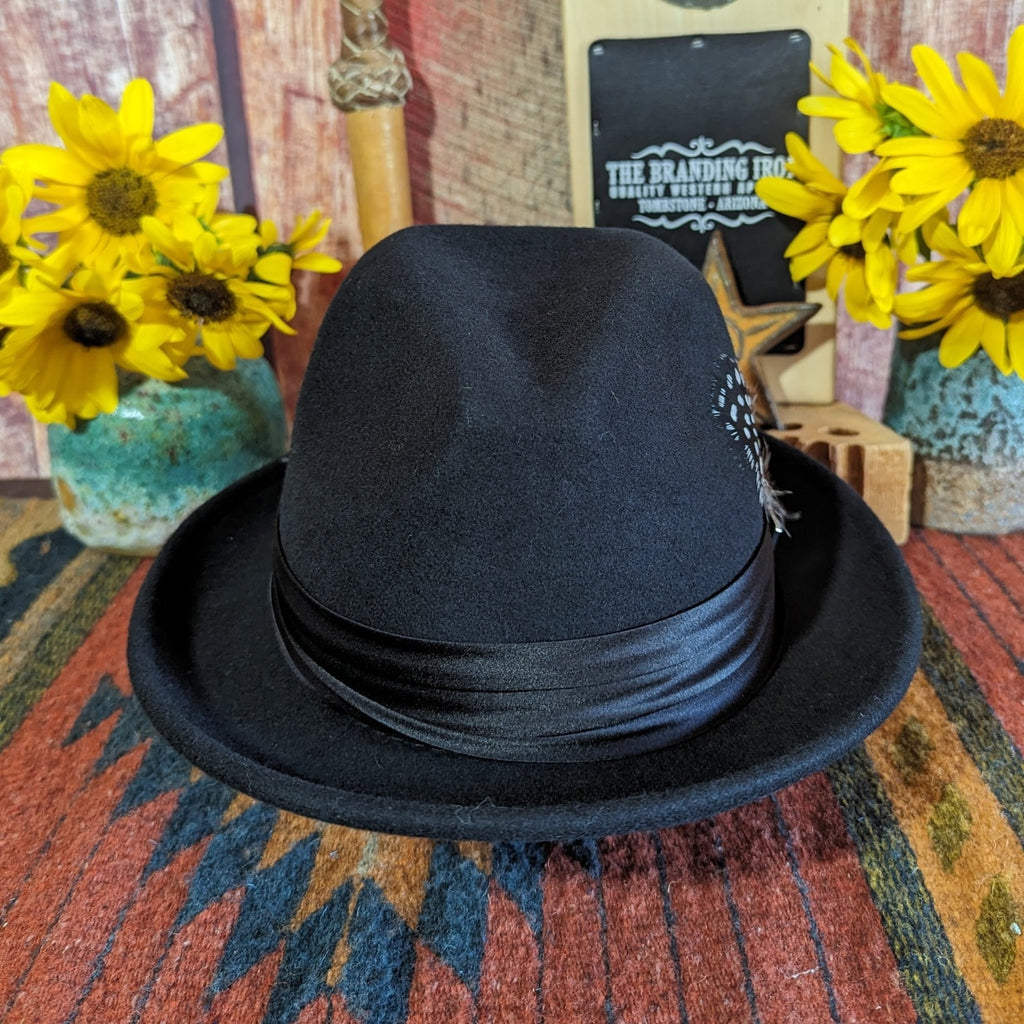 Wool Fedora the "Newark" Hat by Stacy Adams    SAW566-BLK front view