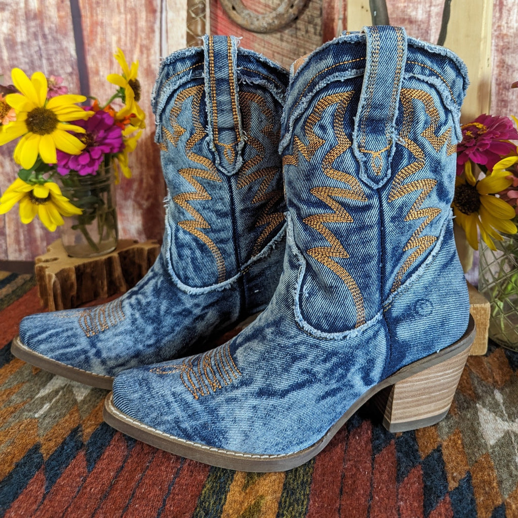 Women's Denim Boots "Y'all Need Dolly" by Dingo  DI 950 front view