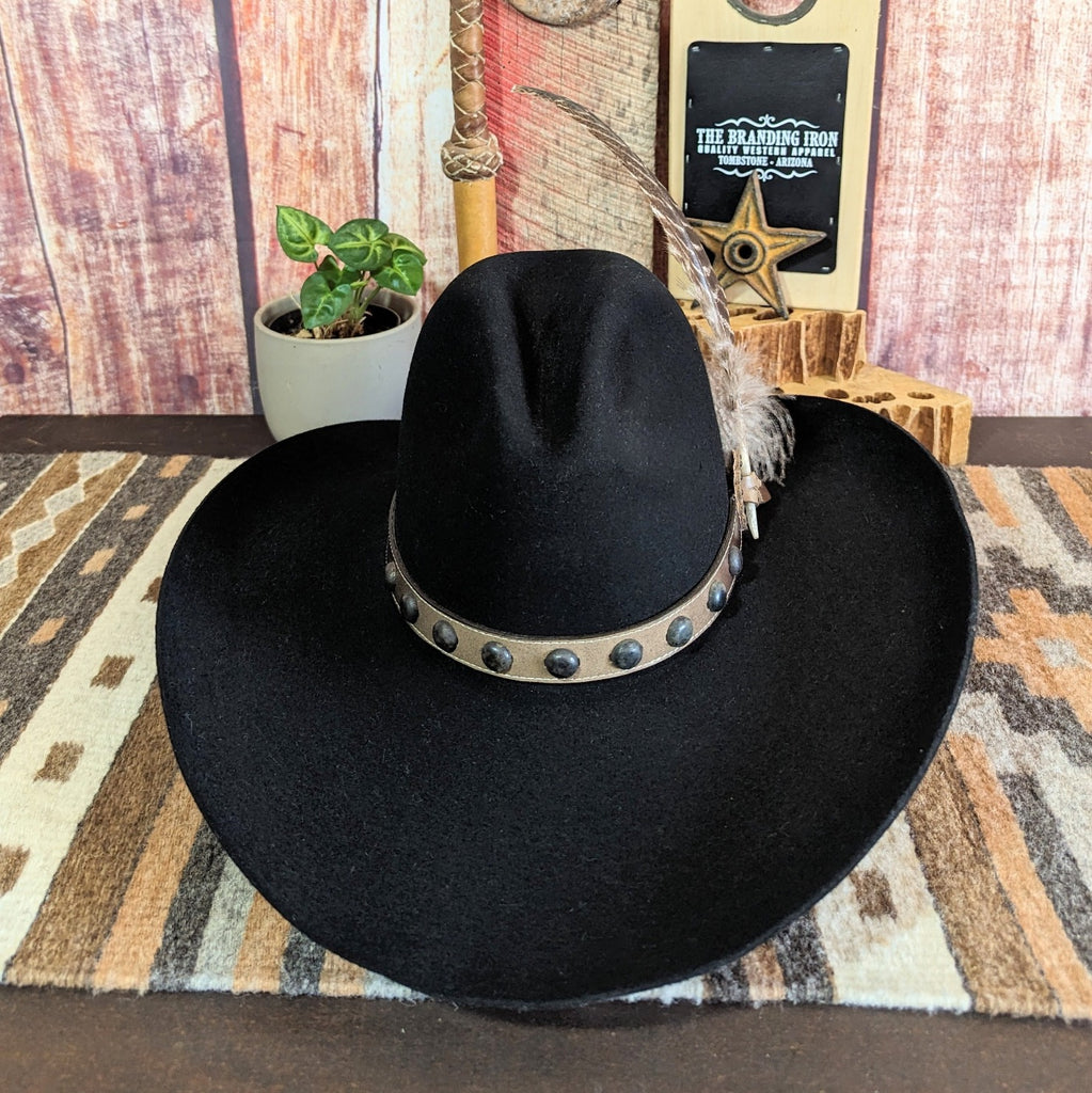 4X Buffalo Fur Felt Hat, the "Broken Bow" by Stetson   SBBBOW-69432270 black front view