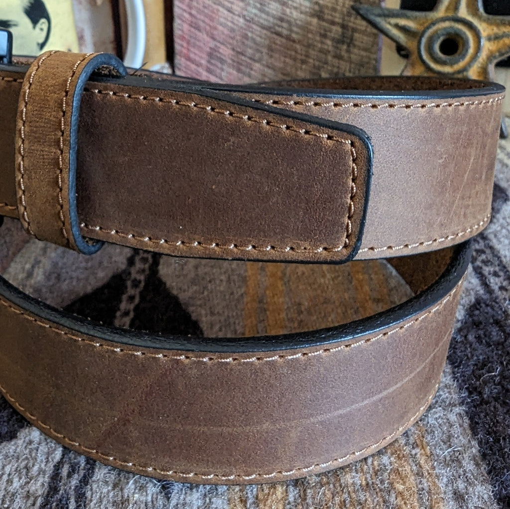 Leather Belt, the "Ebony" by Justin C14159  Made in the USA Back Detailed View