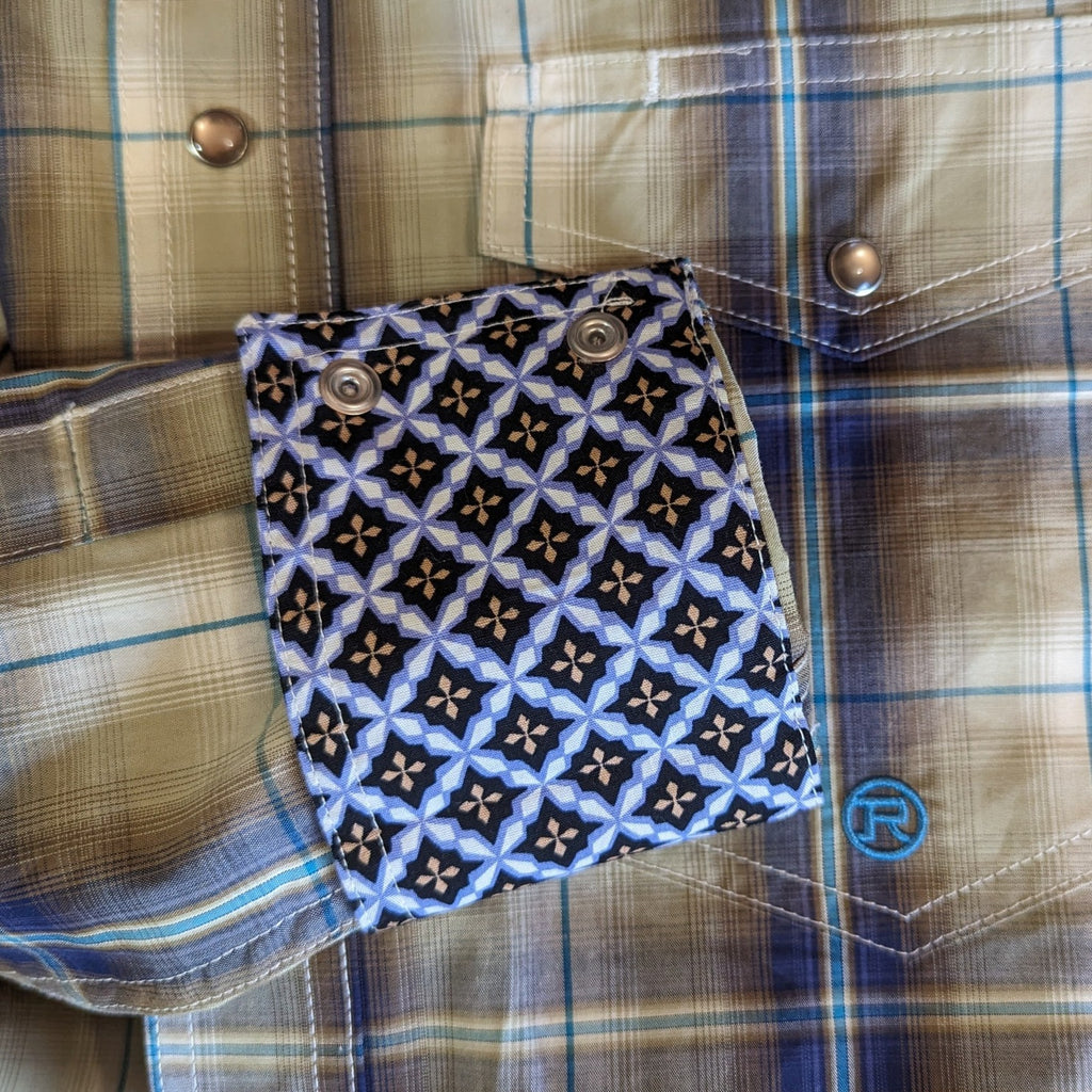 Men's Amarillo Plaid Snap Shirt by Roper 3-01-278-7031 TA Detailed sleeve View