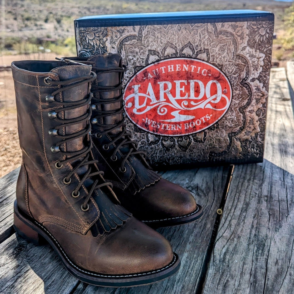 Women's Lace-Up Leather Boots "Sara Rose" by Laredo   52062 Side/Front View