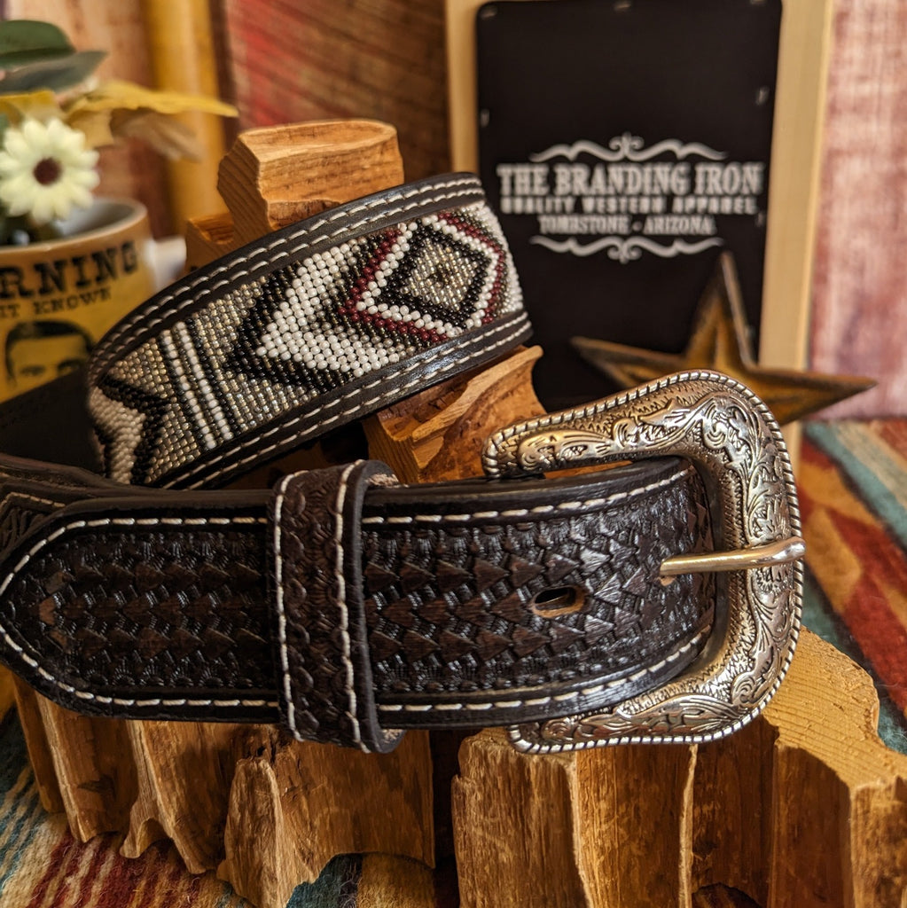 Ariat Men's Diamond Concho Tooled Western Belt   A040901 front view