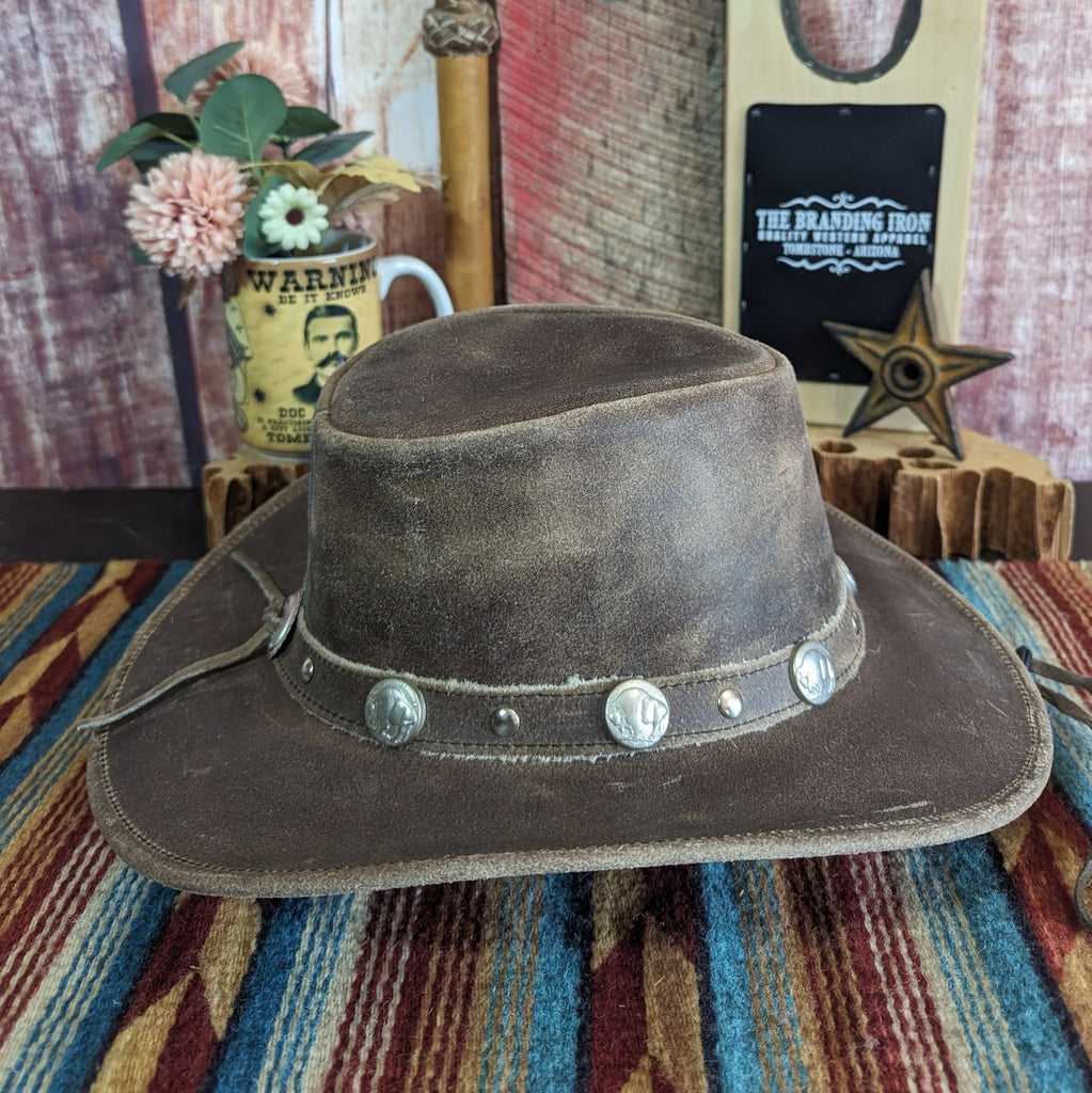 Leather Hat "Crackled" by Bullhide   4070GR side view
