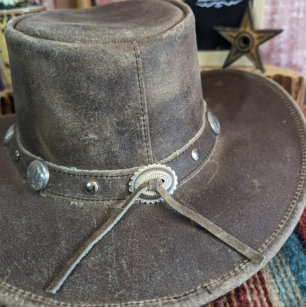 Leather Hat "Crackled" by Bullhide   4070GR back view