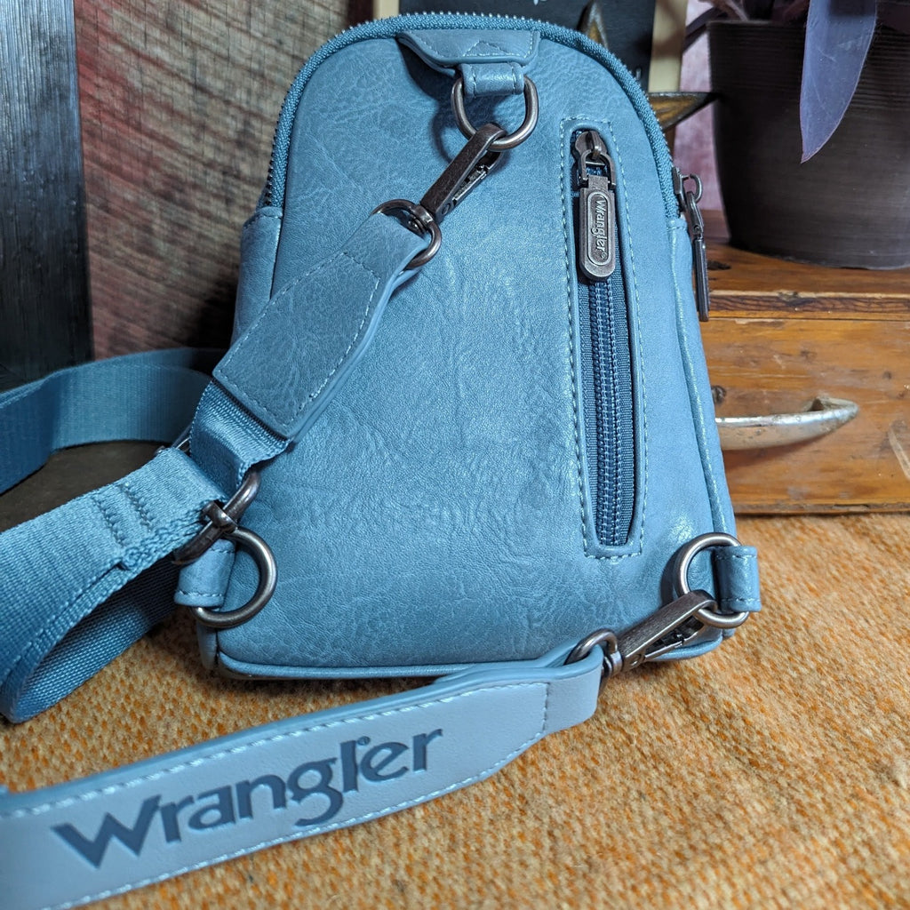 Wrangler Sling Bag Purse by Montana West Jean Blue Back View 