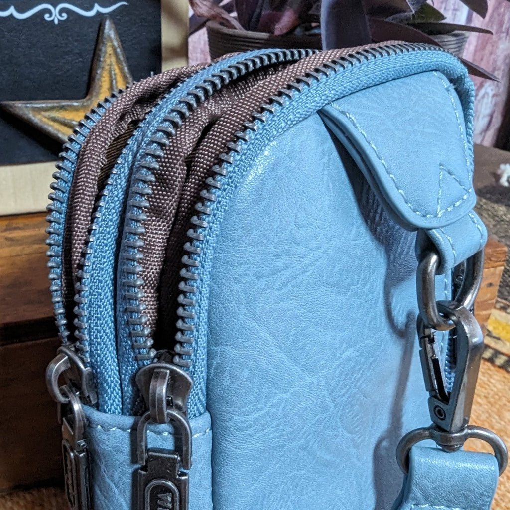 Wrangler Sling Bag Purse by Montana West Jean Blue Detailed View
