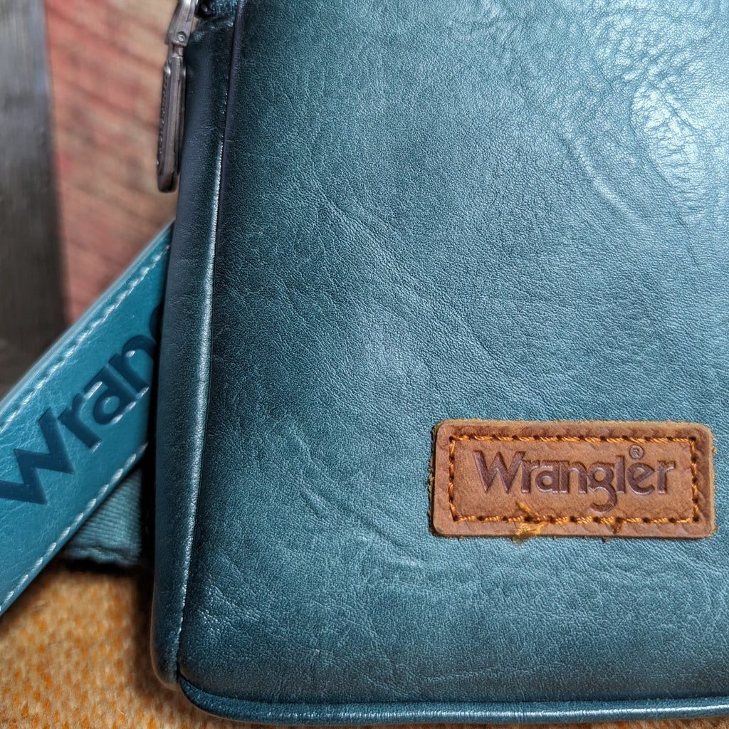 Wrangler Sling Bag Purse by Montana West Antique Turquoise Detailed View 
