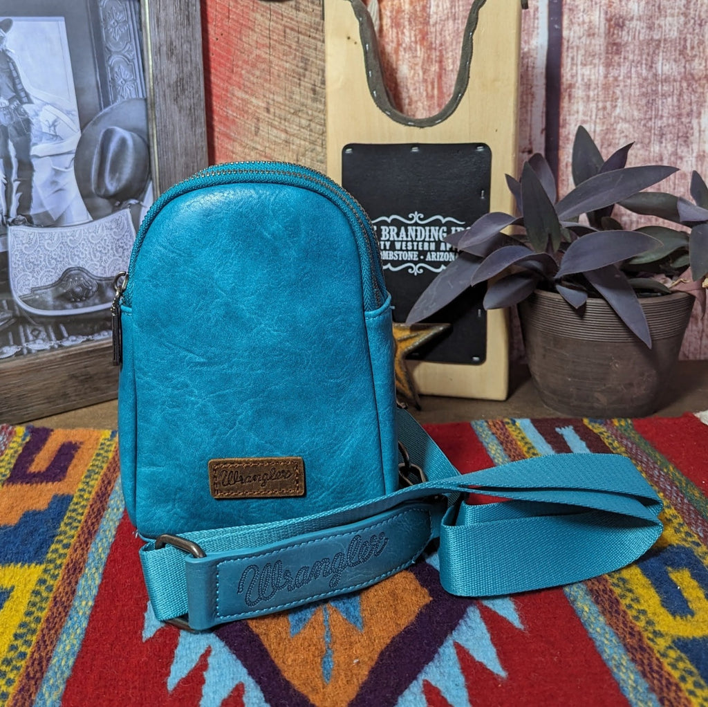 Wrangler Sling Bag Purse by Montana West Turquoise Front