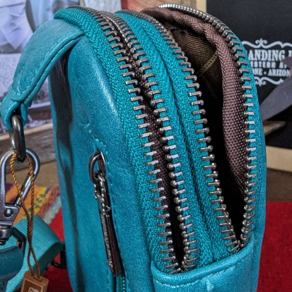 Wrangler Sling Bag Purse by Montana West Turquoise Inside View 