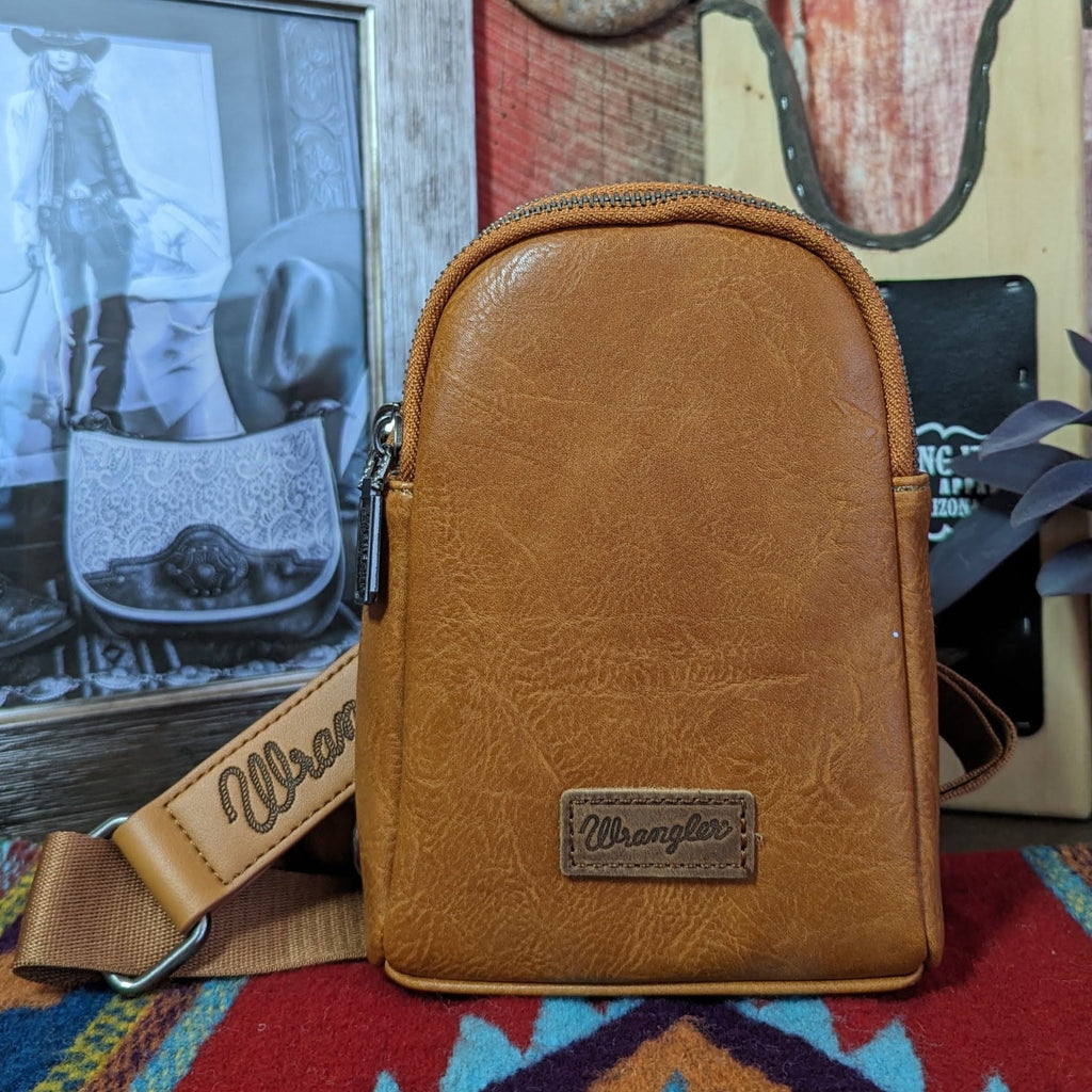 Wrangler Sling Bag Purse by Montana West  Brown Front View