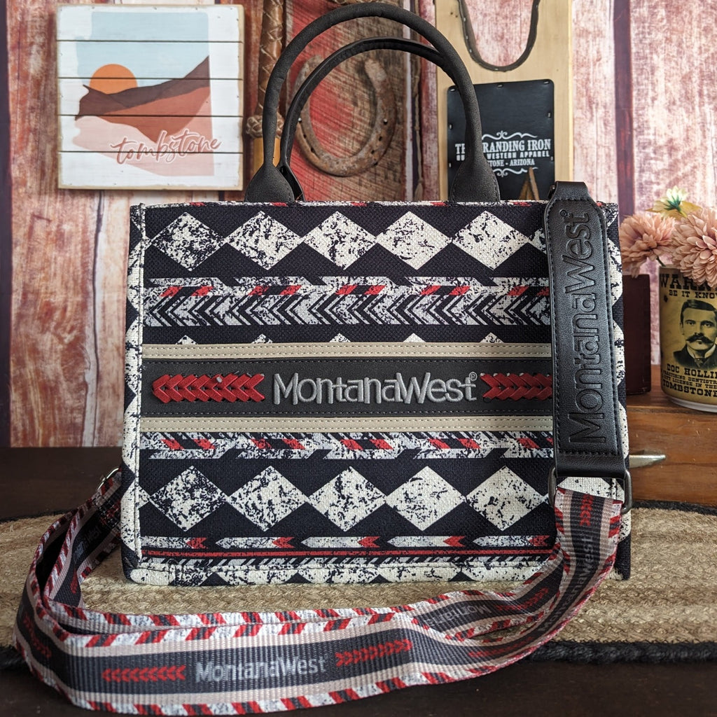 Boho Print Concealed Carry Tote Crossbody by Montana West Red Front View