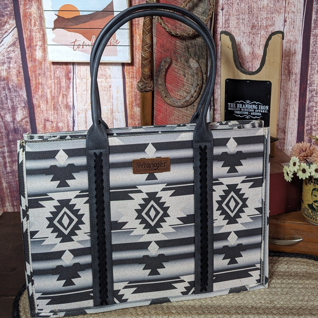 Wrangler Southwestern Pattern Dual Sided Canvas Tote WG2203A-8116 Front View
